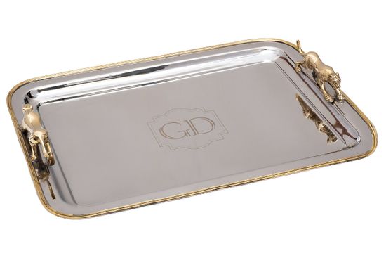 95IM-16523 Поднос прямоуг. "Леопарды" нерж.сталь 48*35*7см