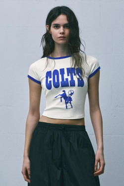 PULL&BEAR Футболка в рубчик NFL Colts, цвет льда