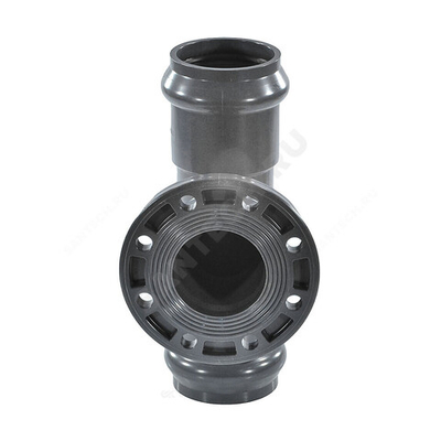 Тройник НПВХ SDR26 Дн 160х150 Ру10 серый напорный раструб/фланец под соединение с уплотнительным кольцом фланец НПВХ Aquaviva AQV104160F .