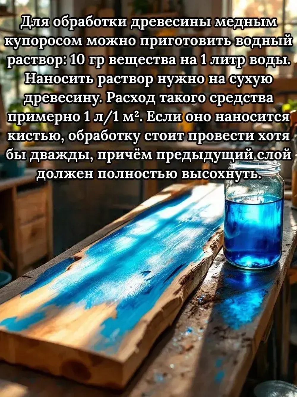 Средство антисептическое от плесени и гнили Медный купорос 100 г.