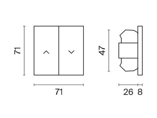 Выключатель встраиваемый VOLTUM S70 для жалюзи 10А, (шелк)