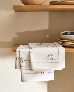 ZARA HOME КУХОННОЕ ПОЛОТЕНЦЕ С ПРИНТОМ (НАБОР ИЗ 2 ШТ.),