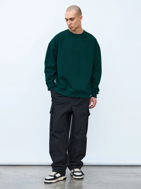 Свитшот оверсайз, без начеса (темно-зеленый)