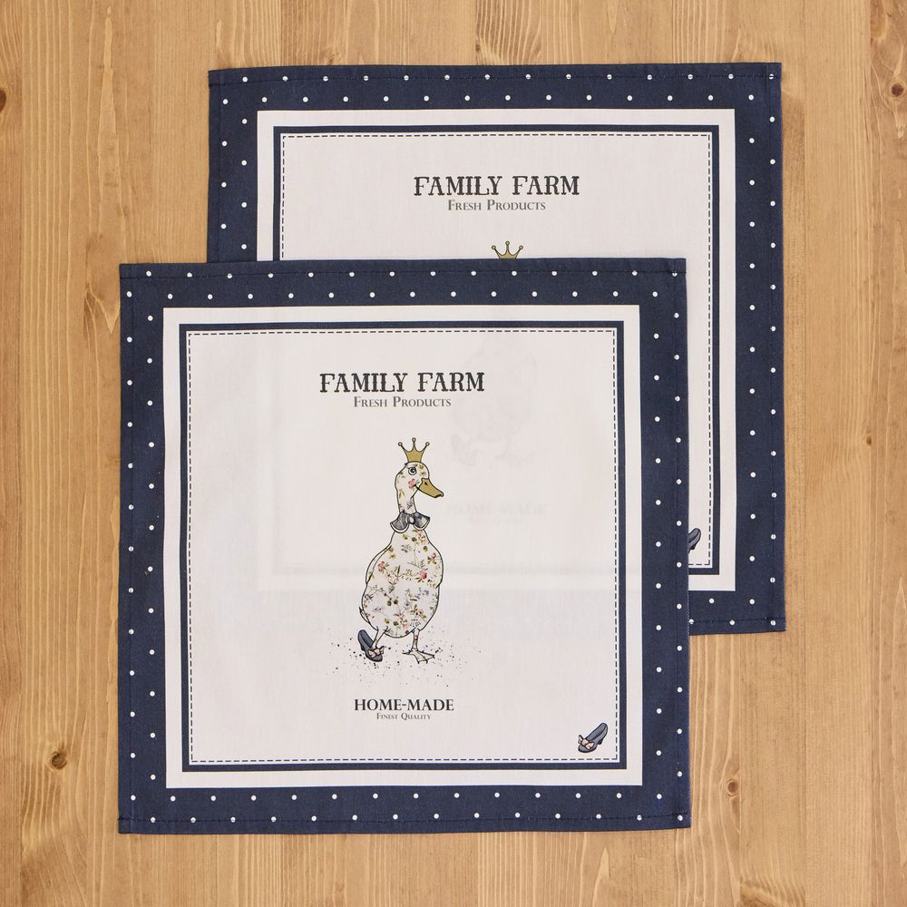 НАБОР САЛФЕТОК ИЗ 2-Х ШТ "FAMILY FARM" ,40Х40СМ,СИНИЙ,100% ХЛОПОК,ТВИЛ