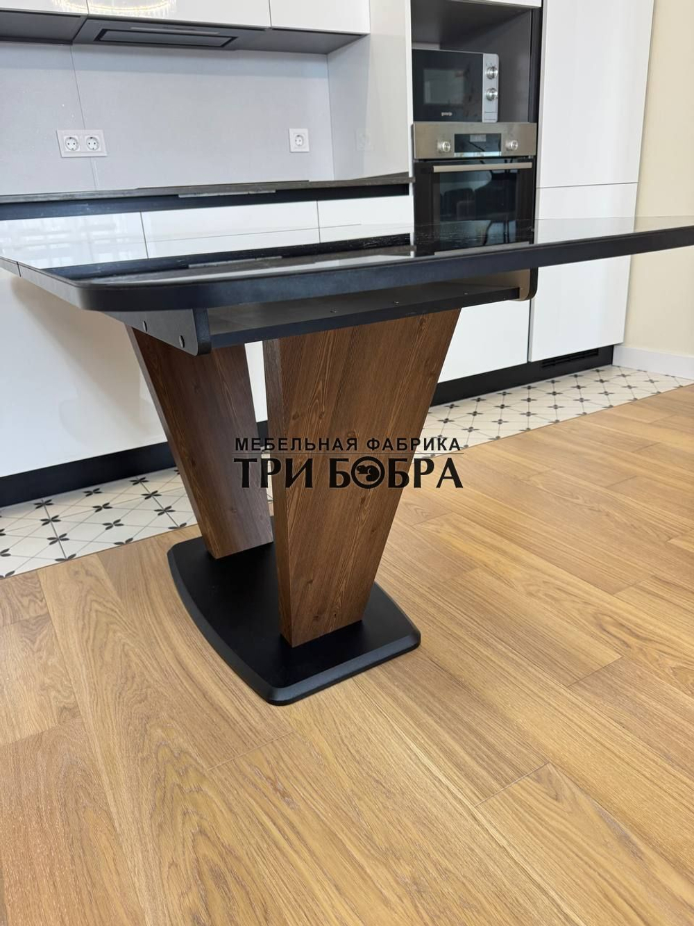 Кухонный раздвижной стол "Прадо", черный мрамор