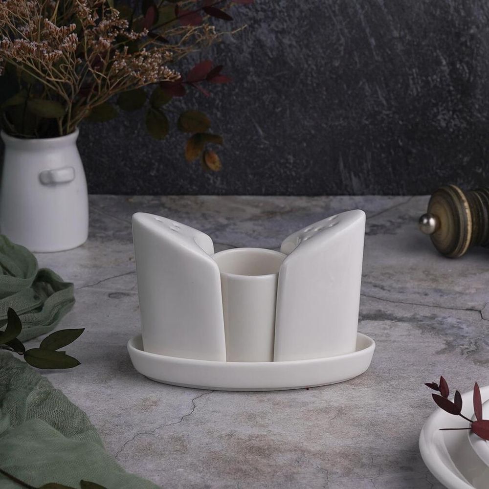 Набор для специй 3 предмета 12,5*6,7 см h9 см на подставке белый фарфор P.L. Proff Cuisine [1]