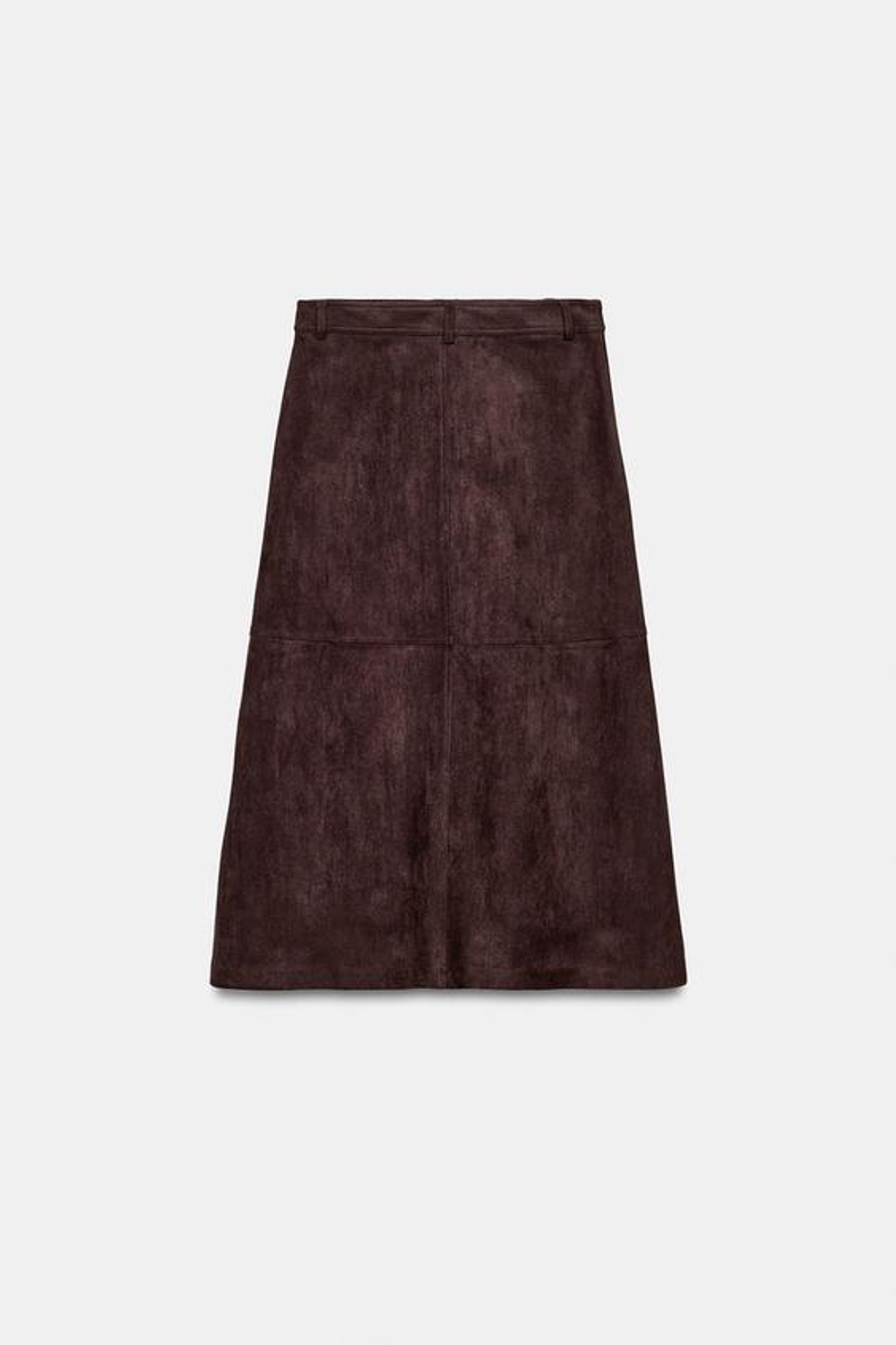 ZARA ЮБКА-КЛЁШ ИЗ ИСКУССТВЕННОЙ ЗАМШИ, ШОКОЛАДНО-КОРИЧНЕВЫЙ