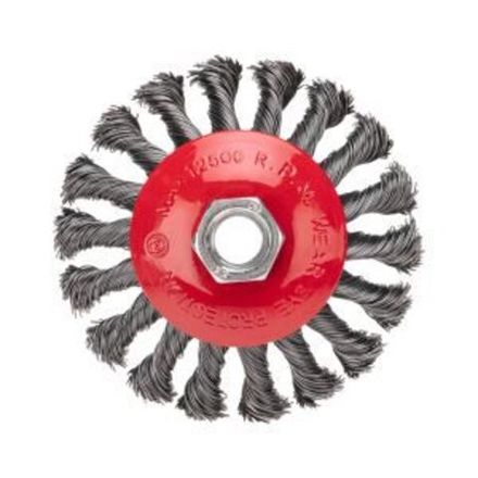 Щетка коническая для УШМ, крученая стальная проволока, 100мм, М14 KRANZ