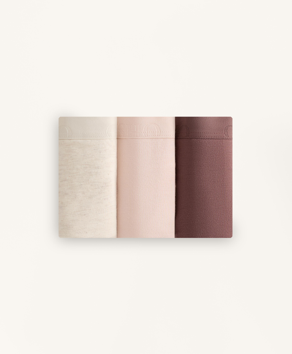 OYSHO Набор из трех пар трусиков-бразильских хлопковых с логотипом, каменный меланж