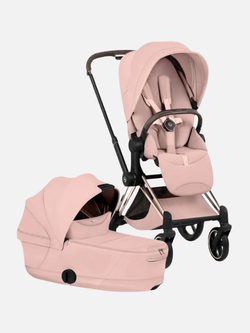 Cybex Priam 5 Style, в цвете Peach Pink (шасси Rose Gold) + автокресло Cybex Cloud T Plus