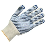 Перчатки вязаные ХБ, с ПВХ-точкой, 52 г, 10 класс, белые, без и/у, Fibero (комплект 10 шт)