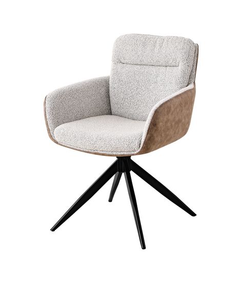 Стул обеденный поворотный Wick светло-серое букле c бежевой экокожей