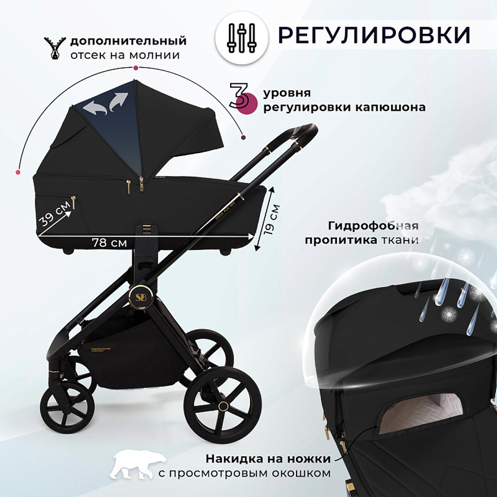 Детская коляска Sweet Baby Stella Plus Neo 2 в 1 Black