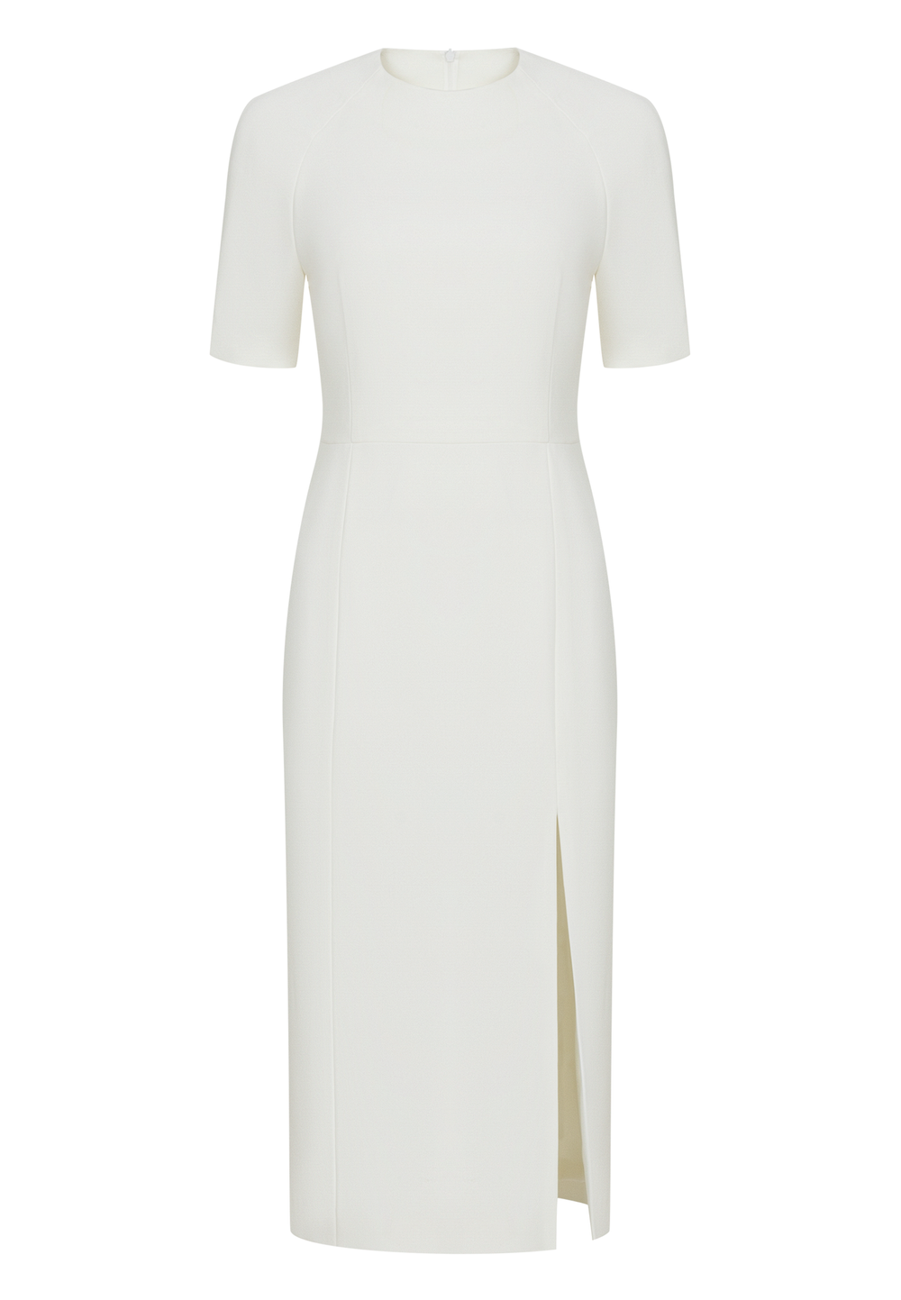 Платье-футляр с разрезом в белом цвете