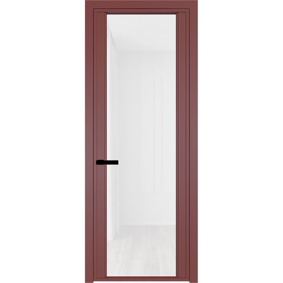 Алюминиевая дверь 2AGP красный антрацит стекло белый триплекс