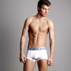 Мужские трусы Calvin Klein MEN белые с голубыми буквами