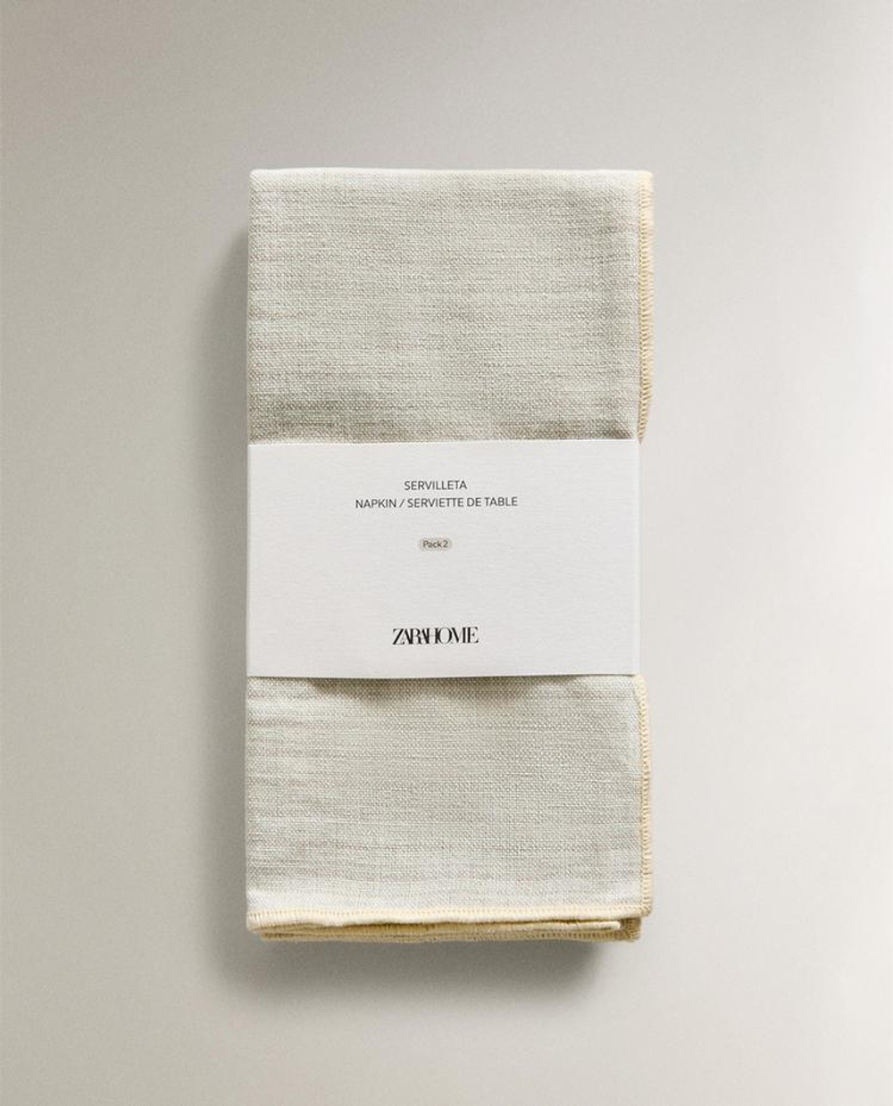 ZARA HOME НАБОР САЛФЕТОК В ПОЛОСКУ С ОТДЕЛКОЙ ОВЕРЛОКОМ (2 ШТ.), ЗЕЛЕНОВАТЫЙ