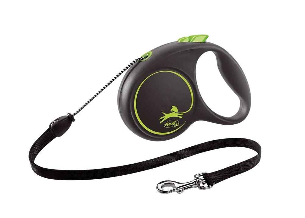 Поводок-рулетка Flexi Black Design cord M 5m 20 kg green