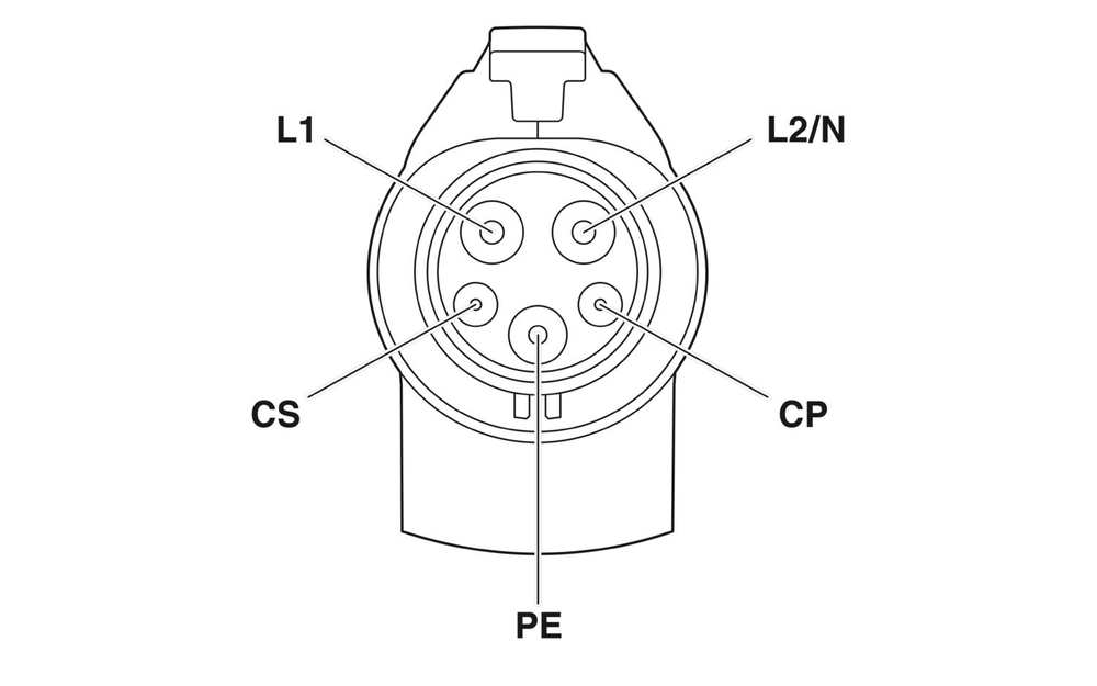 1049523 - EV-T1G2K-1AC20A-5,0M14ASBK01 - Зарядный кабель AC