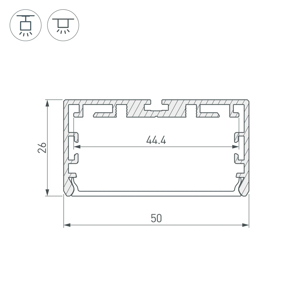 Профиль PLS-LOCK-W50-SMT-2000 ANOD (Arlight, Алюминий) 033772