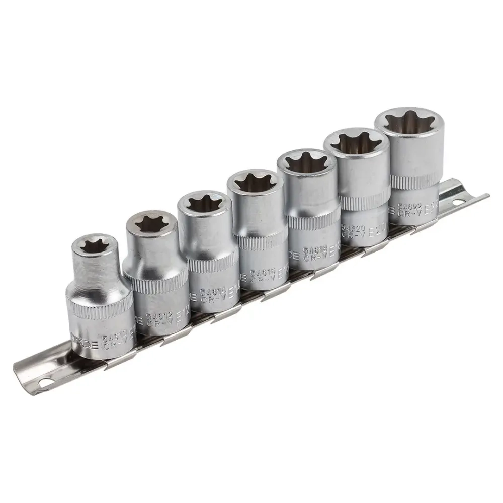 Набор головок Е-профиль 7пр. 1/2''(E10,E12,E14,E16,E18,E20,E22), на планке RockForce##Rock FORCE RF-4073