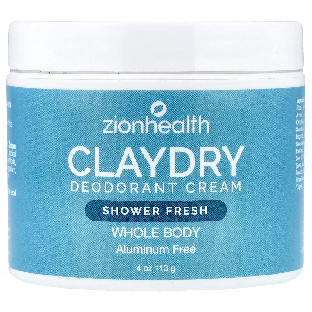 Zion Health, ClayDry, крем-дезодорант, свежесть для душа, 113 г (4 унции)