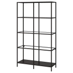 Стеллаж - IKEA VITTSJÖ/VITTSJO, 100х36х175 см, черно-коричневый/стекло, ВИТШЁ/ВИТШЕ ИКЕА