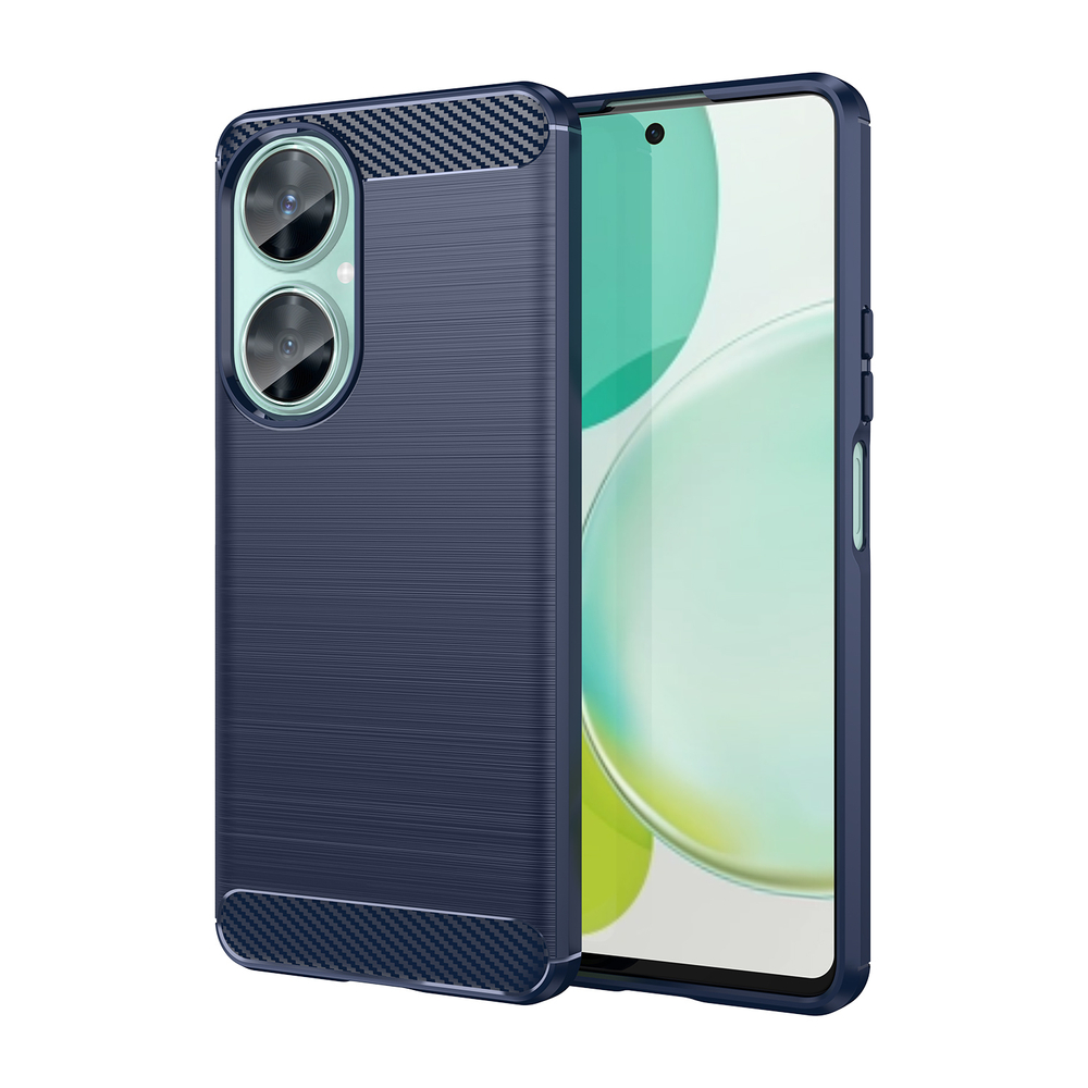 Мягкий чехол синего цвета для Huawei Nova 11i, серия Carbon (дизайн в стиле карбон) от Caseport