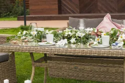 "Аффогато" обеденная группа из искусственного ротанга, цвет соломенный