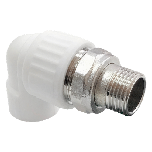 Угольник PP-R комбинированный разъемный белый НР Дн 20х1/2" для радиатора VALFEX 10238012