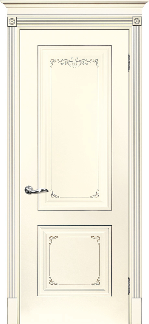 Дверь Смальта 14 / Цвет Слоновая кость ral 1013 патина серебро / Двери ТЕКОНА