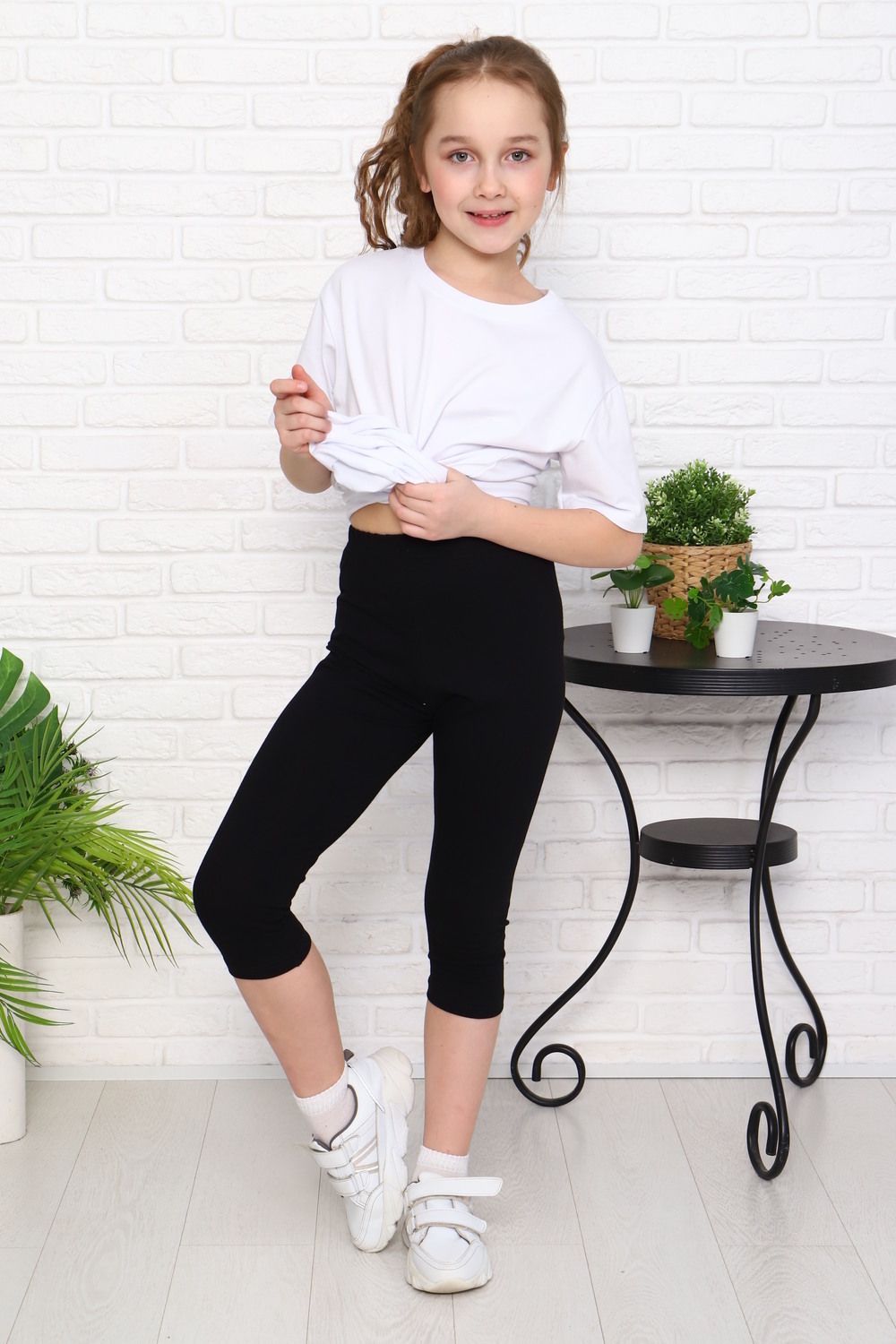 Лосины Черные укороченные плотные детские Натали (Акция)