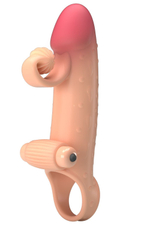 Телесная вибронасадка на пенис с подхватом мошонки - 20 см. (Цвет: телесный)