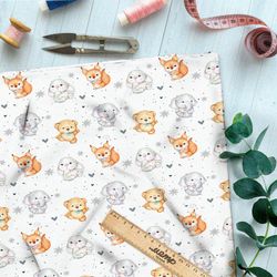 Ткань шифон игрушечные белочки, зайчики, мишки и слоники