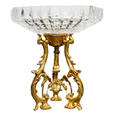 Винтажная фруктовница. Хрусталь, золоченый шпиатр, бронза. Европа. ХХ в.