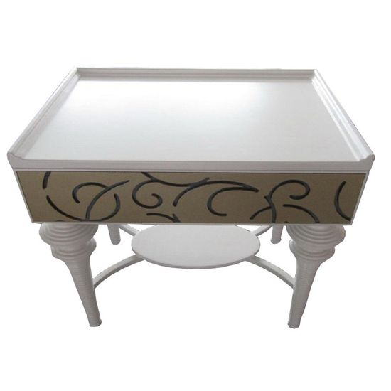 Прикроватная тумбочка, отделка белый матовый лак, золотая краска RIMINI, FRATELLI BARRI