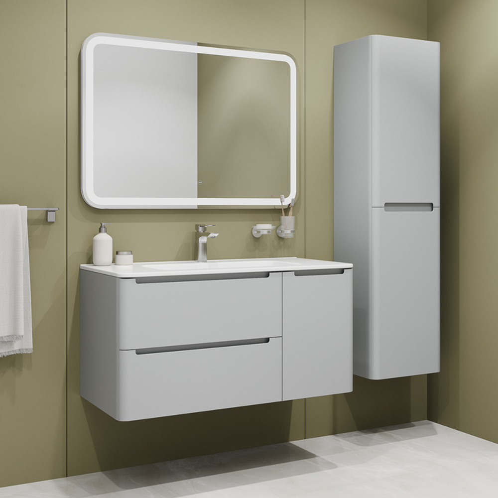 Тумба с умывальником IDDIS Edifice, подвесная, 100 см, светло-серый, EDI10L0i95K