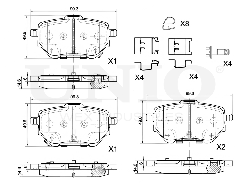 Колодки тормозные диск. задние с установ. к-том UNIO BRP-20096
