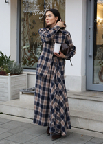 Рубашка с острым воротником в клетку из шерсти