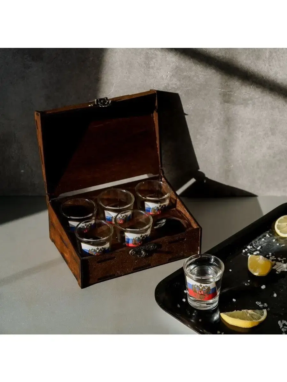Набор рюмок "Россия" 6 штук в подарочной коробке