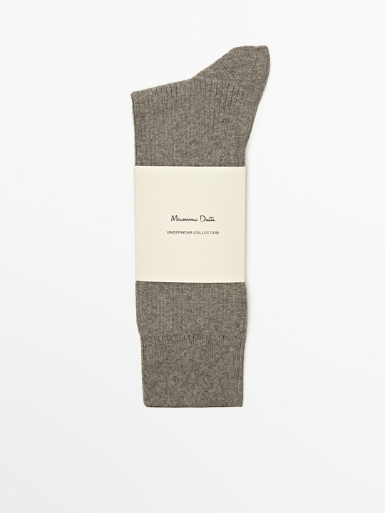 Massimo Dutti Высокие носки в тонкий рубчик, серый