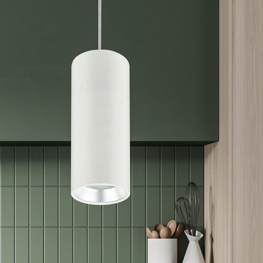 PL12 GX53 WH/SL Подсветка ЭРА Подвесной светильник под лампу GX53, алюминий, цвет белый+серебро (18/