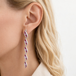 Серьги с Розовыми Сапфирами и Бриллиантами, Эмаль, E0123-81/1