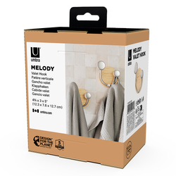 Вешалка настенная Melody, 2 крючка, натуральное дерево/никель