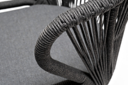 "Венето" обеденная группа на 6 персон со стульями "Милан", каркас темно-серый, роуп темно-серый