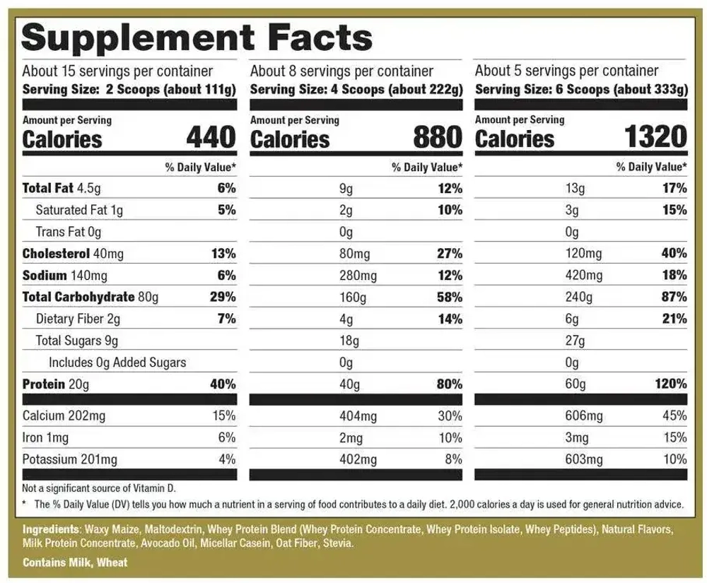 Ultimate Nutrition Natural Gainz 1666 г , Натуральный гейнер