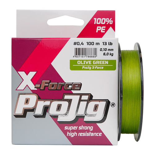 Шнур ProJig X-Force 0,18 мм., 13,0 кг,  100 м, хаки