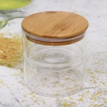 Банка для продуктов стеклянная «Хай-Тек» в наборе 2*400мл с бамбуковой крышкой 11*6см