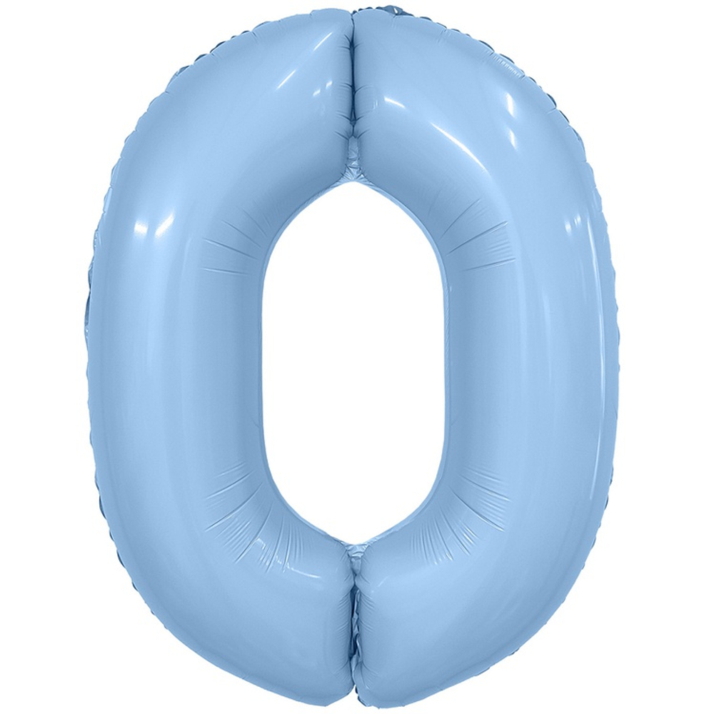 Шар фольгированный Цифра 0 101 см (Голубой)