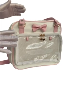 Сумка через плечо с прозрачным окошком розовый бант